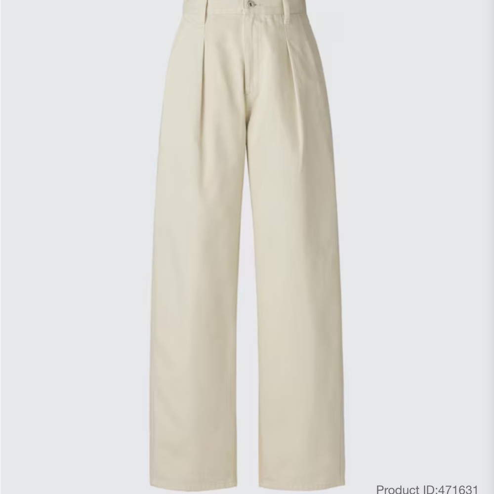 Women’s Beige Denim Pleated Pants